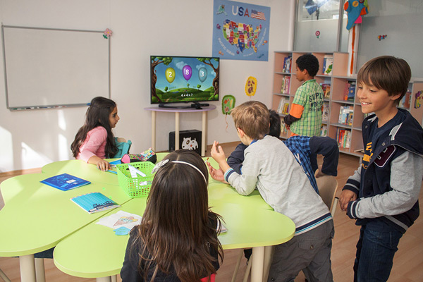 Kids using Kinect in the classroom